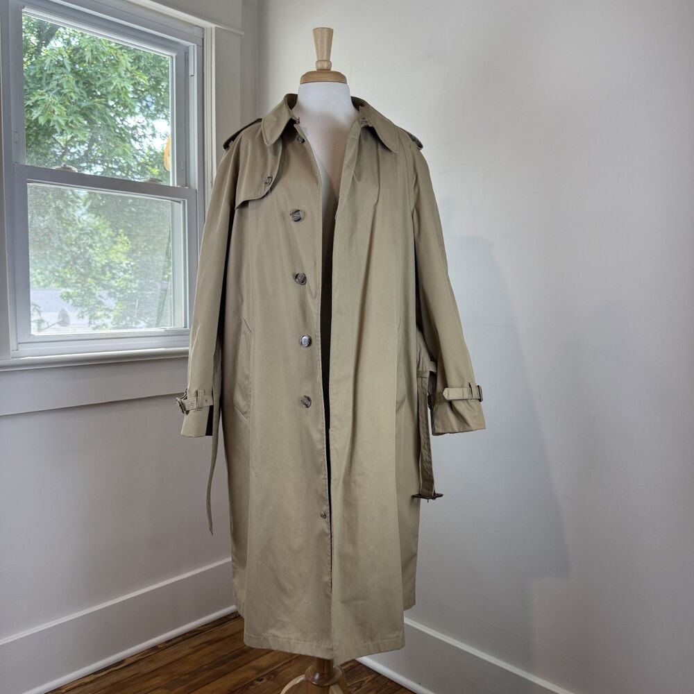 Vintage USA LL Bean Trench Coat Men | Removable Zip Wool Liner Belted Raincoat